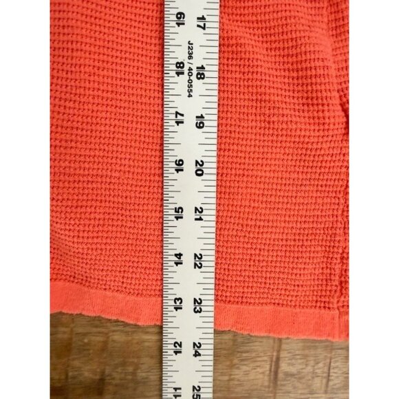 Tommy Bahama Orange Waffle Knit Buttons V Neck Cotton Y2K Preppy Beach Scalloped - Picture 10 of 11